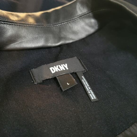 DKNY Faux-Leather-Accent Moto Jacket Black NWT Size Large - Picture 11 of 13